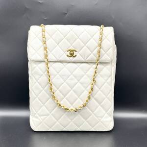 1円 良品 CHANEL シャネル マトラッセ ターンロック ココマーク キャビアスキン チェーン ショルダー バッグ eD11182N