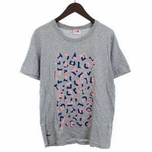 ラコステ ライブ Lacoste L!VE Tシャツ カットソー 半袖 クルーネック プリント ロゴ グレー系 5 L位 メンズ