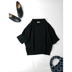 22SS MARGARET HOWELL マーガレットハウエル COTTON HEMP サマーニット トップス 黒 ブラック 2