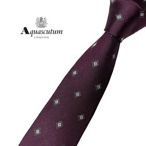 Aquascutum ネクタイ やや細身 ダイヤ柄 アクアスキュータム USED 中古 m1324