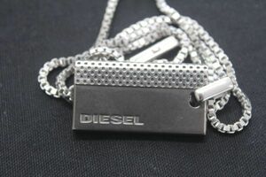 [SJ] DIESEL　ディーゼル　ネックレス　プレート　チェーン　STEEL　アクセサリー　ロゴ　メンズ　ファッション　