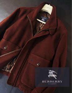 y43 超美品極暖ウールジップ一生モノ　定価15万●BURBERRY LONDON● 高級ジップアップ　スイングトップコート バーバリーコート メンズL