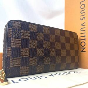 ★最高級★LOUIS VUITTON ルイヴィトン ダミエ ジッピーウォレット ラウンドファスナー 長財布 N60015 メンズ ブラウン エベヌ レディース