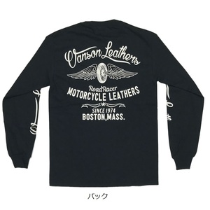 Mサイズ VANSON バンソン WHEEL&WING 長袖Tシャツ 881V171 ブラック