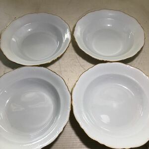 ノリタケ Noritake 1407 スープ皿 中古 プレート ボウル 縁金 白磁器 洋食器 深皿 4枚