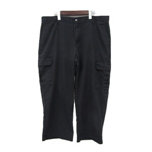 ビックサイズ W38 L30 Dickies カーゴ ワーク パンツ チノパン コットン ポリ 6ポケット ブラック ディッキーズ 古着 ビンテージ 4JU2704