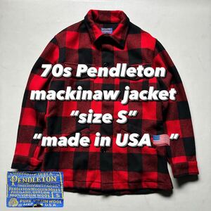 70s Pendleton mackinaw jacket 70年代 ペンドルトン マッキーノジャケット バッファローチェック ブロックチェック 赤黒 アメリカ製 USA製