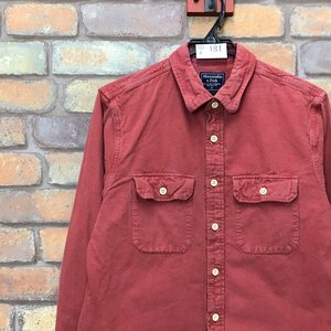 SD8-181★訳あり★超格安★【Abercrombie&Fitch アバクロ】長袖 ワーク シャモアクロスシャツ【メンズ S】オレンジ 作業着 リメイク