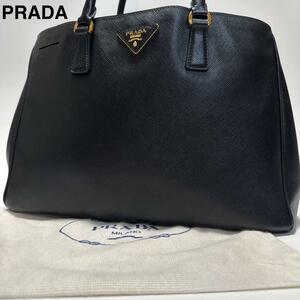 d70【極美品】プラダ　PRADA サフィアーノレザー　ガレリア　ブラック　黒　A4可　トート　ハンドバッグ　手提げ A4収納可