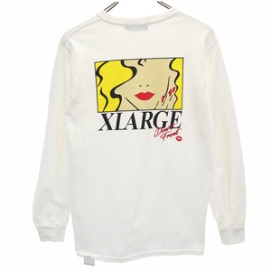 エクストララージ バックプリント 長袖 Tシャツ S 白 XLARGE ロンT メンズ