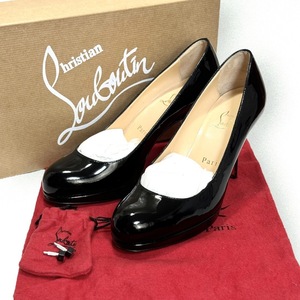 ☆未使用☆Christian Louboutin PRORATA 90 PATENT CALF 35 ハイヒール 黒 パテント クリスチャンルブタン ブラック BLACK パンプス