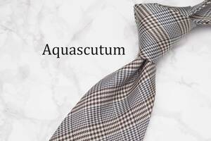 【美品】Aquascutum アクアスキュータム A-492 チェック イタリア製 ブランド ネクタイ 良品 古着 卸 USED オールド SILK