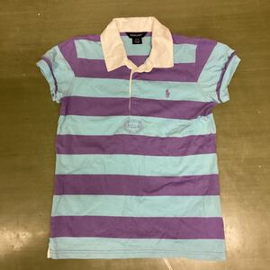  POLO Ralph Lauren ポロ　ラルフローレン　 半袖ポロシャツ レディース　サイズS キッズXLです ボーダー ブルー　パープル