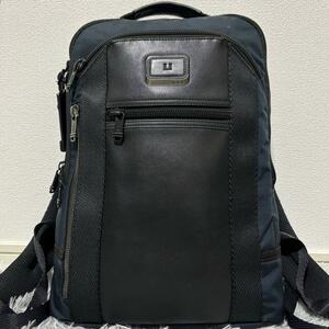 1円～【極美品】TUMI トゥミ リュックサック ALPHA BRAVO デイヴィス ビジネス 通勤 A4 PC バリスティックナイロン＆レザー ネイビー×黒