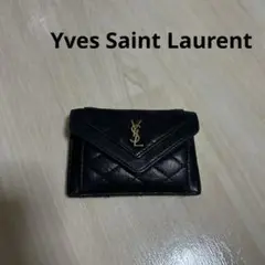 Saint Laurent カードケース 黒 レザー キルティング