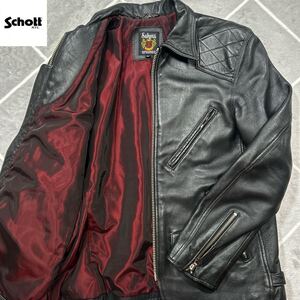 【極美品XL】上野商会 最高傑作 SCHOTT ショット レザージャケット XLsize 黒 羊革 ラムレザー【滑らかな手触り】幻の逸材【極上の光沢】