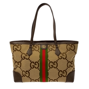 グッチ GUCCI トートバッグ 631685 オフィディア/ジャンボGG ジャガード×レザー ベージュ×ダークブラウン×マルチ バッグ