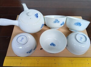 送料無料★有田焼★煎茶道具セット５客★湯飲み急須白磁陶器高級伝統工芸品★梅花★昭和レトロ和モダン和食器茶器揃