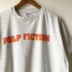 94年 PULP FICTION ロゴ Tシャツ L グレー USA製 ビンテージ 90s 90年代 パルプフィクション タランティーノ 映画 オリジナル ヴィンテージ