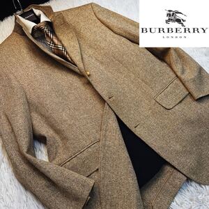 n11一緒モノ!!!超美品 絹シルクツイード定価14万●BURBERRY LONDON●高級ジャケットコート バーバリーコート メンズ L 付属品！