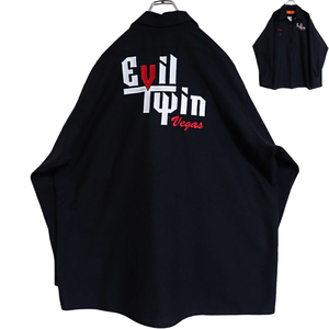 5168/美品 USA製 RED KAP 長袖ワークシャツ XXL●洗濯プレス済●ネコポス可●前後刺繍 EVIL TWIN Vegas オーバーサイズ古着