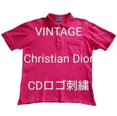 ビンテージ Christian Dior ロゴ刺繍入り ポロシャツ ディオール