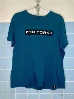 【古着】ZOO YORK ロゴT ターコイズブルー Lサイズ