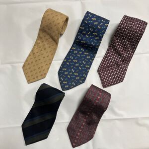 送料一律600円 豪華 5点セット 高級ブランドのみ HERMES Salvatore Ferragamo Christian Dior dunhill GIVENCHY ネクタイ シルク100%