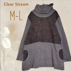 b9113【Clear Stream】タートルネック チュニック グレー M L