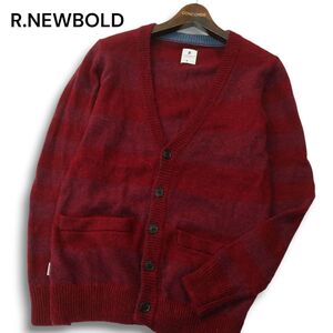 R.NEWBOLD ポールスミス 秋冬★ カーディガン ニット ボーダー Vネック アクリル 羊毛 アルパカ Sz.M メンズ　A4T11457_A#K