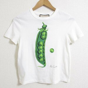 美品 GUCCI グッチ KEN SCOTT ケンスコット Beans Tee ビーンズ バックロゴ刺繍 半袖 Tシャツ カットソー XS ホワイト