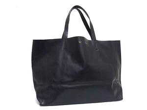 1円 ■美品■ CELINE セリーヌ ホリゾンタルカバ レザー ハンドバッグ トートバッグ レディース ブラック系 FK1672