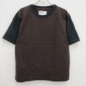 MHL. 595-1168502 サイズ2 MATTE COTTON JERSEY 切替 半袖Ｔシャツ カットソー ブラウン ブラック エムエイチエル 4-0609S 224261