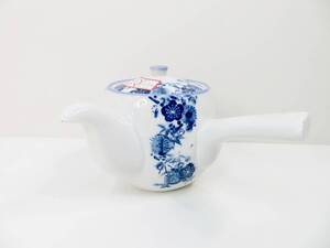 激レア！極美品 ◆アケチマジック 急須 茶こし付 取手付 花柄 紺色 茶器 お茶 玄米茶 ほうじ茶 日本茶 陶器 昭和レトロ 管理2010 Q-6