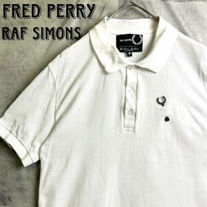 希少コラボ 美品 ポルトガル製 FRED PERRY × RAF SIMONS フレッドペリー ラフシモンズ 鹿子ポロシャツ 半袖 ホワイト 白 M