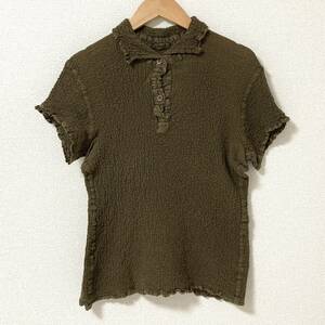 カリフラワー ISSEY MIYAKE me ポロシャツ ブラウン イッセイミヤケ ポップコーン 半袖 カットソー Tシャツ archive 3110039