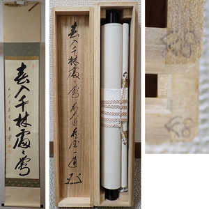 02386 前大徳寺 矢野一甫 作 「春入千林処々鶯」掛軸（共箱）茶道具/茶掛/紫野