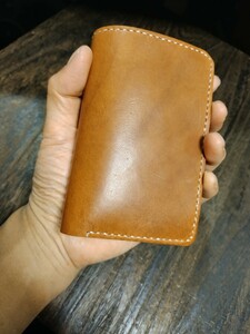 Middle Leather Wallet イタチョコ&栃木レザー☆フラップ無し