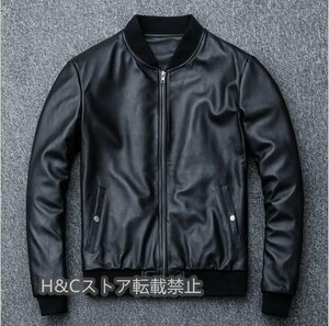 高級本革バイクジャケット牛革 レザー バイクウェア 革ジャン 黒 　S~5XL