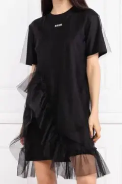 MSGM エムエスジーエム ブラックチュールTシャツドレス Mサイズ