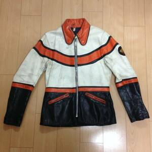 ビンテージTT LEATHERS革レザーライダースJKT ハーレーカラー