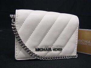 ■新品■未使用■ MICHAEL KORS マイケルコース レザー チェーン カードケース カード入れ 名刺入れ ホワイト系 BJ2525