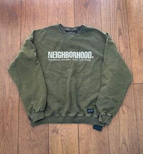 新品 NEIGHBORHOOD ネイバーフッド トレーナー スウェット グリーン スウェットカットソー ビンテージ　ヴィンテージ加工 1円スタート L