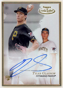 DODGERS右腕▲TYLER GLASNOW/2017 TOPPS GOLD LABELゴールドフレーム直書サインRC!