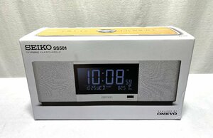 ▽SEIKO クオーツ マルチサウンドクロック SS501A デジタル置き時計 ホワイト ONKYO 未使用▽011607