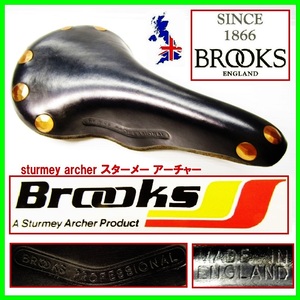 未使用 英国 旧車 sturmey archer Brooks saddle 本革 手打ち 真鍮 リベット ビンテージサドル イングランド ブルックス レザーサドル 希少