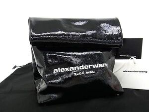 ■新品■未使用■ Alexander Wang アレキサンダーワン パテントレザー ランチバッグ マルチケース ブラック系 FB3019