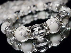 十二支守り本尊梵字水晶/ホワイトターコイズ12ミリ天然石数珠