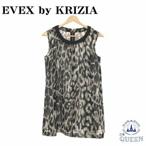 ☆美品☆ EVEX by KRIZIA エヴェックスバイクリツィア トップス カットソー 袖なし レオパード レディース 総柄 40 901-3614 送料無料 古着