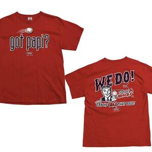 希少 【ビンテージ Y2K MLB ボストン・レッドソックス REDSOX GOT PAPI? メッセージ Tシャツ】 野球 メジャーリーグ 90s アメリカ USA NBA